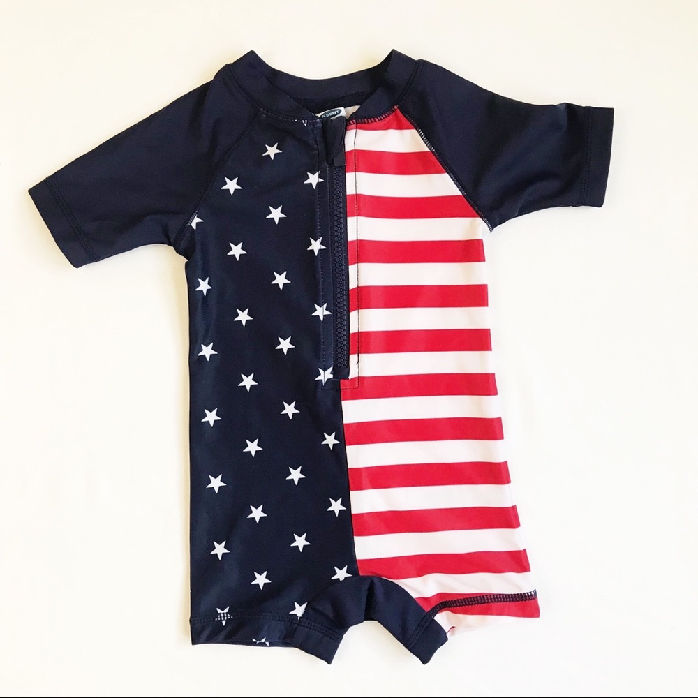 OLD NAVY American Flag Rashguard Bathing Suit